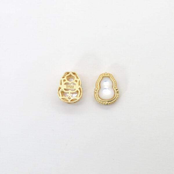 2pcs / 5 pcs bezel bead, hollow gourd bead, nephrite bead, green bead, sterling silver bead, gild bead, golden bead
