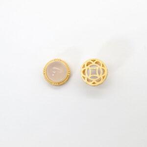 2pcs / 5 pcs  bezel bead, round bead, hazy white agate bead, sterling silver bead, gild bead, golden bead