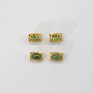 2pcs / 5 pcs bezel bead, hollow flower bead, oval bead, nephrite bead, green bead, sterling silver bead, gild bead, golden bead