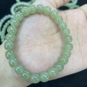 drum beaded bracelet, nephrite bracelet, jade bracelet, green bracelet, genuine natural bracelet