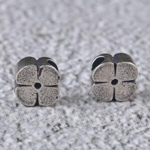 Four Leaf Clover bead, spacer bead, s925 sterling silver, silver bead, oxidized silver bead