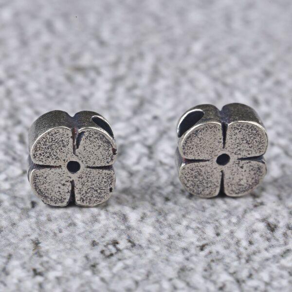 Four Leaf Clover bead, spacer bead, s925 sterling silver, silver bead, oxidized silver bead
