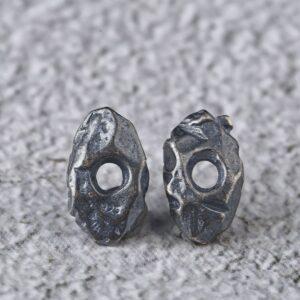 irregular stone shape bead, spacer bead, s925 sterling silver, silver bead, oxidized silver bead
