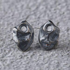 irregular stone shape bead, spacer bead, s925 sterling silver, silver bead, oxidized silver bead
