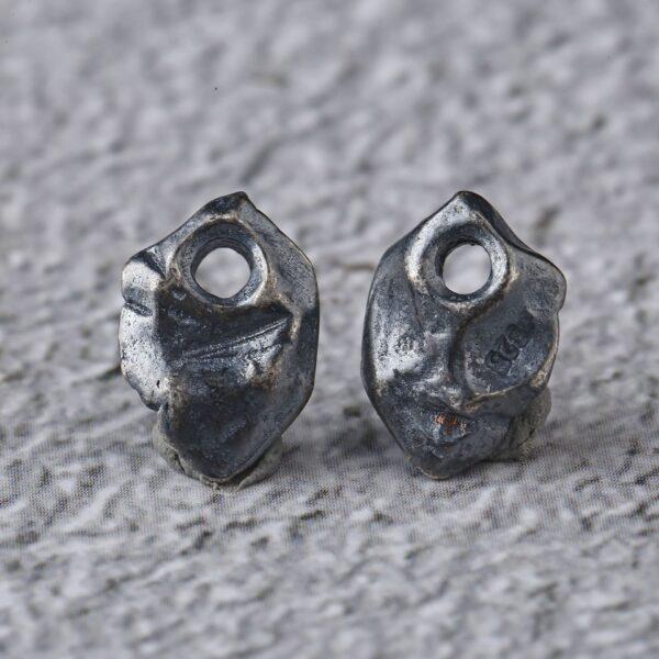 irregular stone shape bead, spacer bead, s925 sterling silver, silver bead, oxidized silver bead