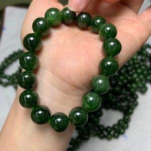 round beaded bracelet, nephrite bracelet, jade bracelet, green bracelet, genuine natural bracelet