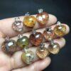 colorful phantom quartz charm, heart charm, sterling silver charm