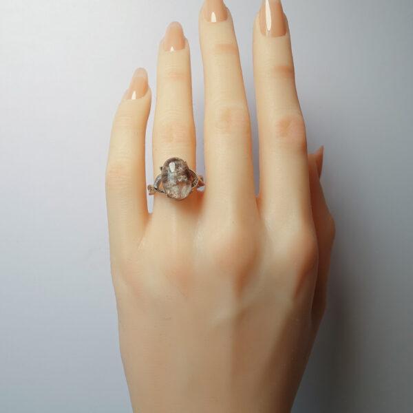 colorful phantom quartz ring, copper ring, oval gemstone ring, diy ring, adjustable ring - Image 2