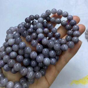round beaded bracelet, nephrite bracelet, jade bracelet, gray purple bracelet, genuine natural bracelet