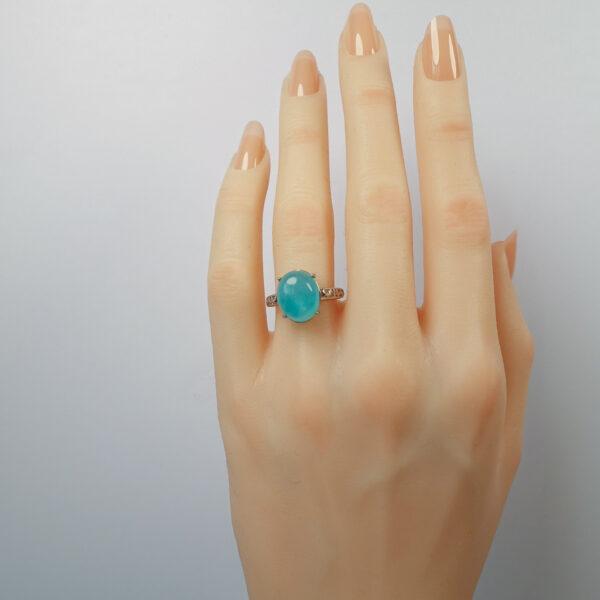 amazonite ring, copper ring, oval gemstone ring, blue ring, diy ring, adjustable ring - Image 2
