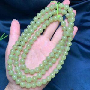 nephrite bead, round bead, whole strand bead, green bead, jade bead, high quality bead, genuine bead, natural bead