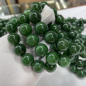 round beaded bracelet, nephrite bracelet, jade bracelet, green bracelet, genuine natural bracelet