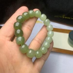 drum beaded bracelet, nephrite bracelet, jade bracelet, gradient green bracelet, genuine natural bracelet