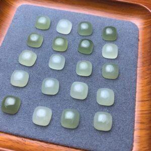 nephrite bead, square bead, inliad bead, setting gemstone, jade bead, green bead, high quality bead, genuine bead, natural bead