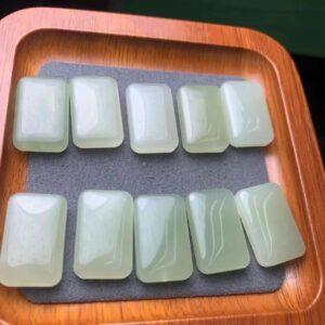 nephrite charm, rectangle charm, simple charm, jade charm, green charm, high quality bead, genuine bead, natural bead