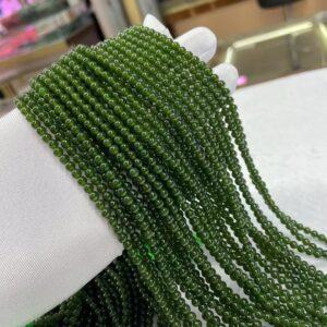 nephrite bead, round bead, whole strand bead, green bead, jade bead, high quality bead, genuine bead, natural bead