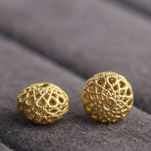 oval bead, hollow bead, flower bead, spacer bead, s925 sterling silver, silver bead, golden bead, gild bead