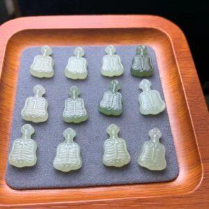 nephrite charm, fan charm, jade charm, green charm, high quality bead, genuine bead, natural bead