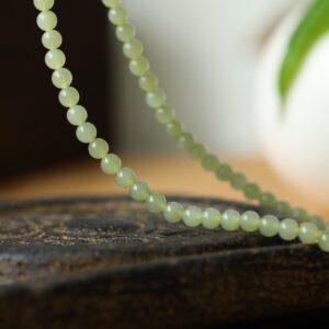 nephrite bead, round bead, whole strand bead, yellow green bead, jade bead, high quality bead, genuine bead, natural bead