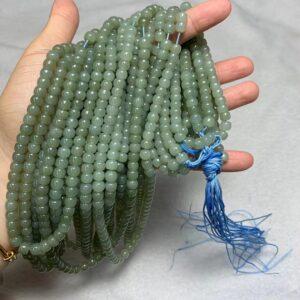 nephrite bead, drum bead, whole strand bead, green bead, jade bead, high quality bead, genuine bead, natural bead