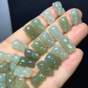 nephrite bead, bear bead, jade bead, green bead, high quality bead, genuine bead, natural bead
