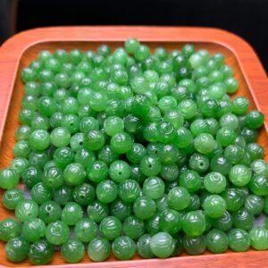 nephrite bead, lotus bead, flower bead, round bead, jade bead, green bead, high quality bead, genuine bead, natural bead