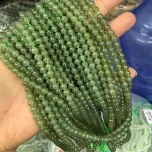 nephrite bead, round bead, whole strand bead, green bead, jade bead, high quality bead, genuine bead, natural bead
