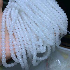 nephrite bead, round bead, whole strand bead, white bead, jade bead, high quality bead, genuine bead, natural bead