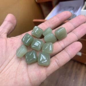 nephrite bead, square bead, jade bead, green bead, high quality bead, genuine bead, natural bead