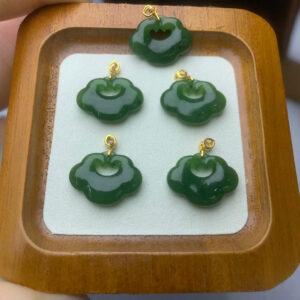 nephrite charm, cloud charm, ruyi charm, jade charm, green bead, high quality bead, genuine bead, natural bead