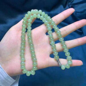 nephrite bead, oval bead, whole strand bead, green bead, jade bead, high quality bead, genuine bead, natural bead