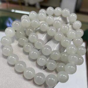 round beaded bracelet, nephrite bracelet, jade bracelet, white bracelet, genuine natural bracelet