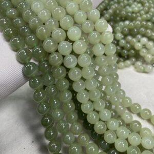 nephrite bead, round bead, whole strand bead, green bead, jade bead, high quality bead, genuine bead, natural bead