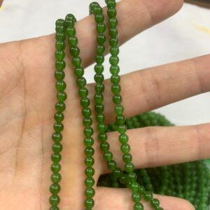 nephrite bead, round bead, whole strand bead, green bead, jade bead, high quality bead, genuine bead, natural bead