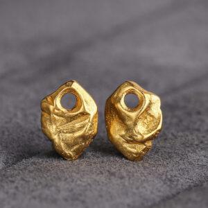 Irregular shape bead, small charm, spacer bead, s925 sterling silver, sterling silver bead, golden bead, gild bead