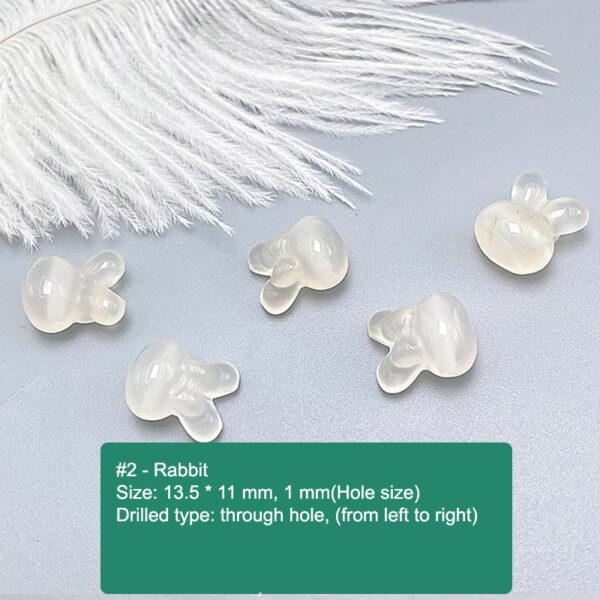 multi shapes bead, agate bead, agate charm, hazy white bead, hazy bead - Image 4