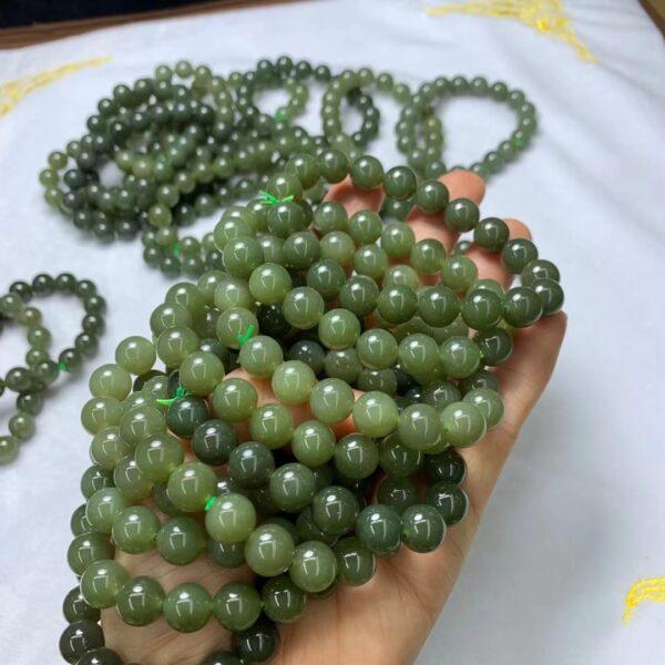 round beaded bracelet, nephrite bracelet, jade bracelet, green bracelet, genuine natural bracelet - Image 2