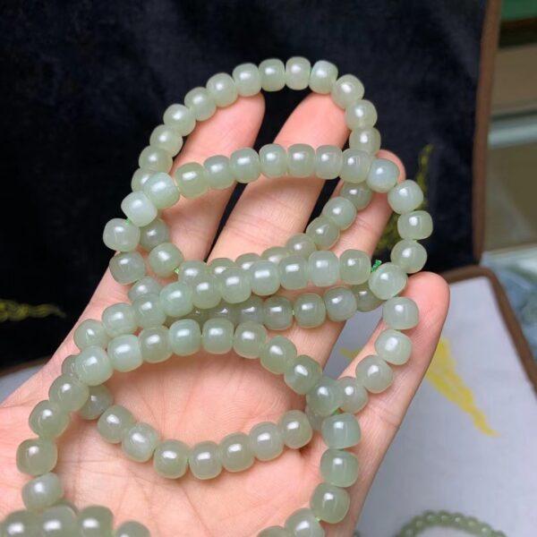 drum beaded bracelet, nephrite bracelet, jade bracelet, light green bracelet, genuine natural bracelet - Image 2
