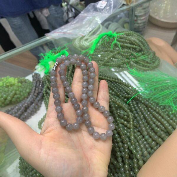 nephrite bead, round bead, whole strand bead, smoky gray bead, jade bead, high quality bead, genuine bead, natural bead - Image 2