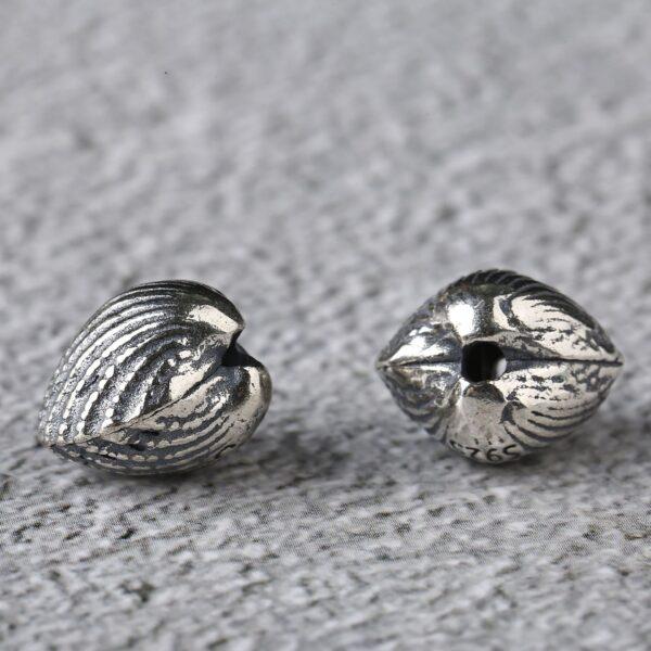 shell bead, spacer bead, s925 sterling silver, silver bead, oxidized silver bead - Image 2