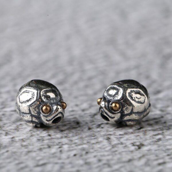 turtle bead, spacer bead, s925 sterling silver, silver bead, oxidized silver bead - Image 2