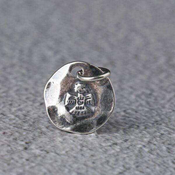 bird charm, eagle charm, round charm, s925 sterling silver, silver bead, silver charm, oxidized silver bead - Image 2