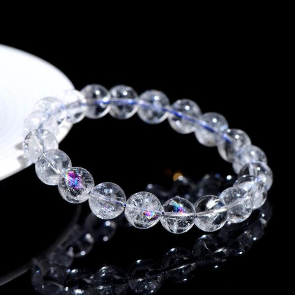 8mm - 15mm round shape inner icy cracks genuine natural clear Quartz beaded bracelet - Image 2
