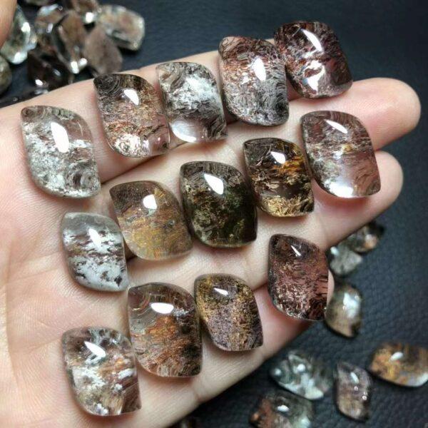 phantom quartz bead, parallelogram bead, clear bead, ring gemstone, pendant gemstone - Image 2