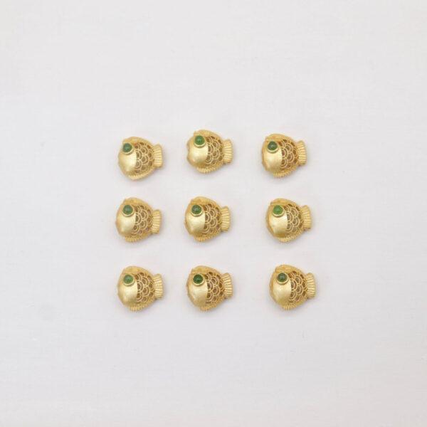 2pcs / 5 pcs hollow fish bead, nephrite bead, green bead, sterling silver bead, gild bead, golden bead - Image 2
