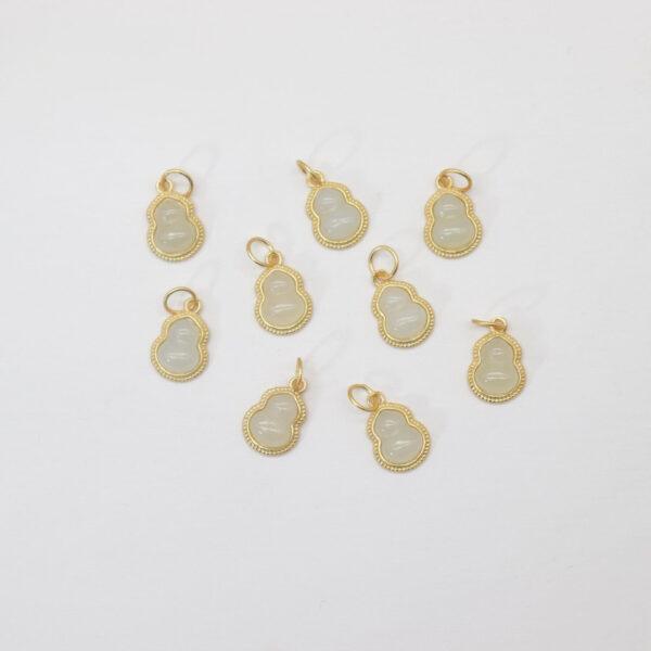 2pcs / 5 pcs small gourd charm, nephrite charm, white charm, sterling silver charm, gild bead, golden charm - Image 2