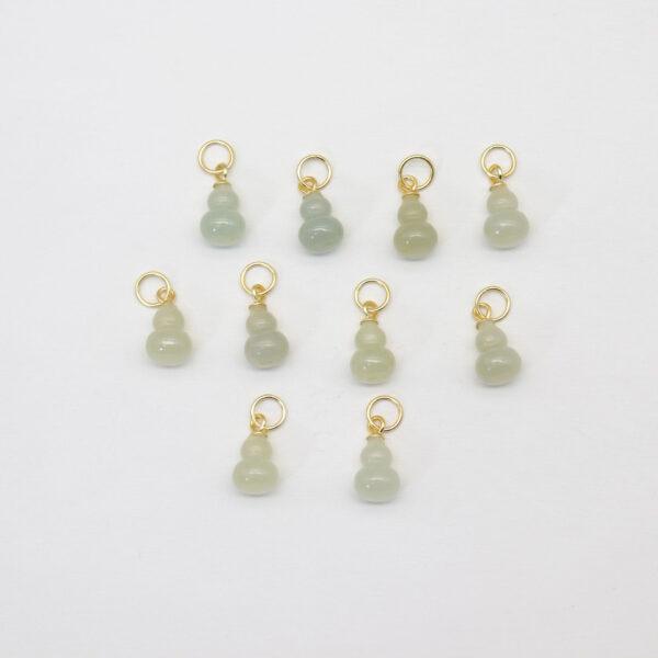 2pcs / 5 pcs small gourd charm, nephrite charm, light green charm, sterling silver charm, gild bead, golden charm - Image 2
