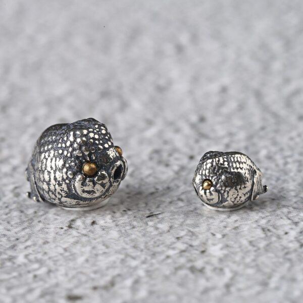fish bead, spacer bead, s925 sterling silver, silver bead, oxidized silver bead - Image 2