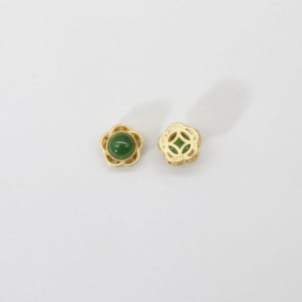 2pcs / 5 pcs  bezel bead, hollow flower bead, nephrite bead, green bead, sterling silver bead, gild bead, golden bead - Image 2