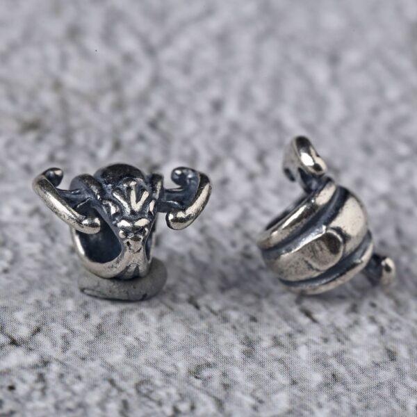 bat bead, ring bead, spacer bead, s925 sterling silver, silver bead, oxidized silver bead - Image 2